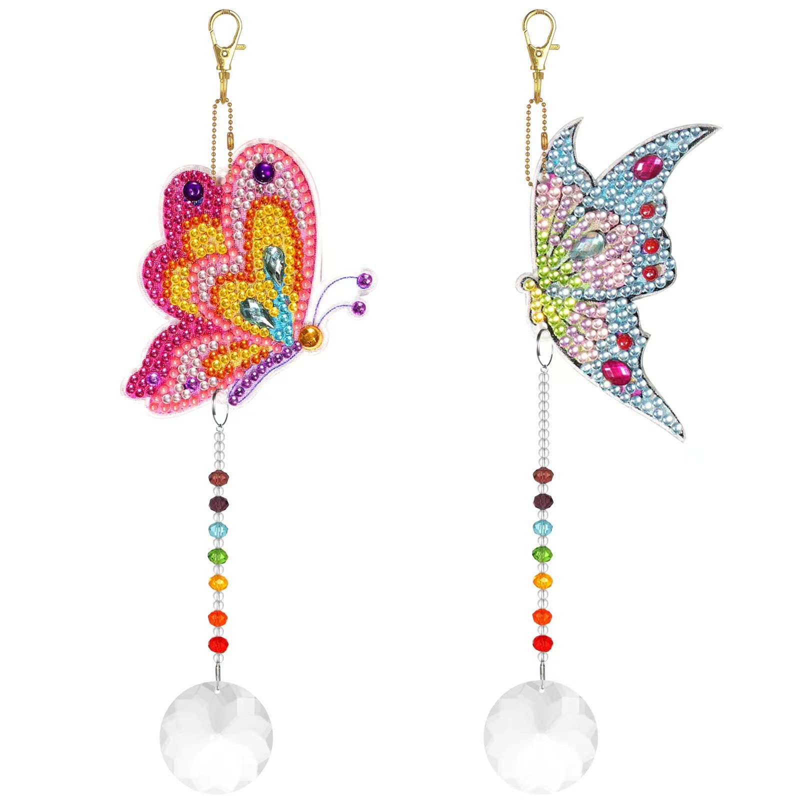 TOKIISHE 2 Pcs Sun catchers for Windows Crystals Pendant, 5D Diamond DIY Butterfly Ornaments Rhinestones Painting With Crystals for Garden Hanging Decoration