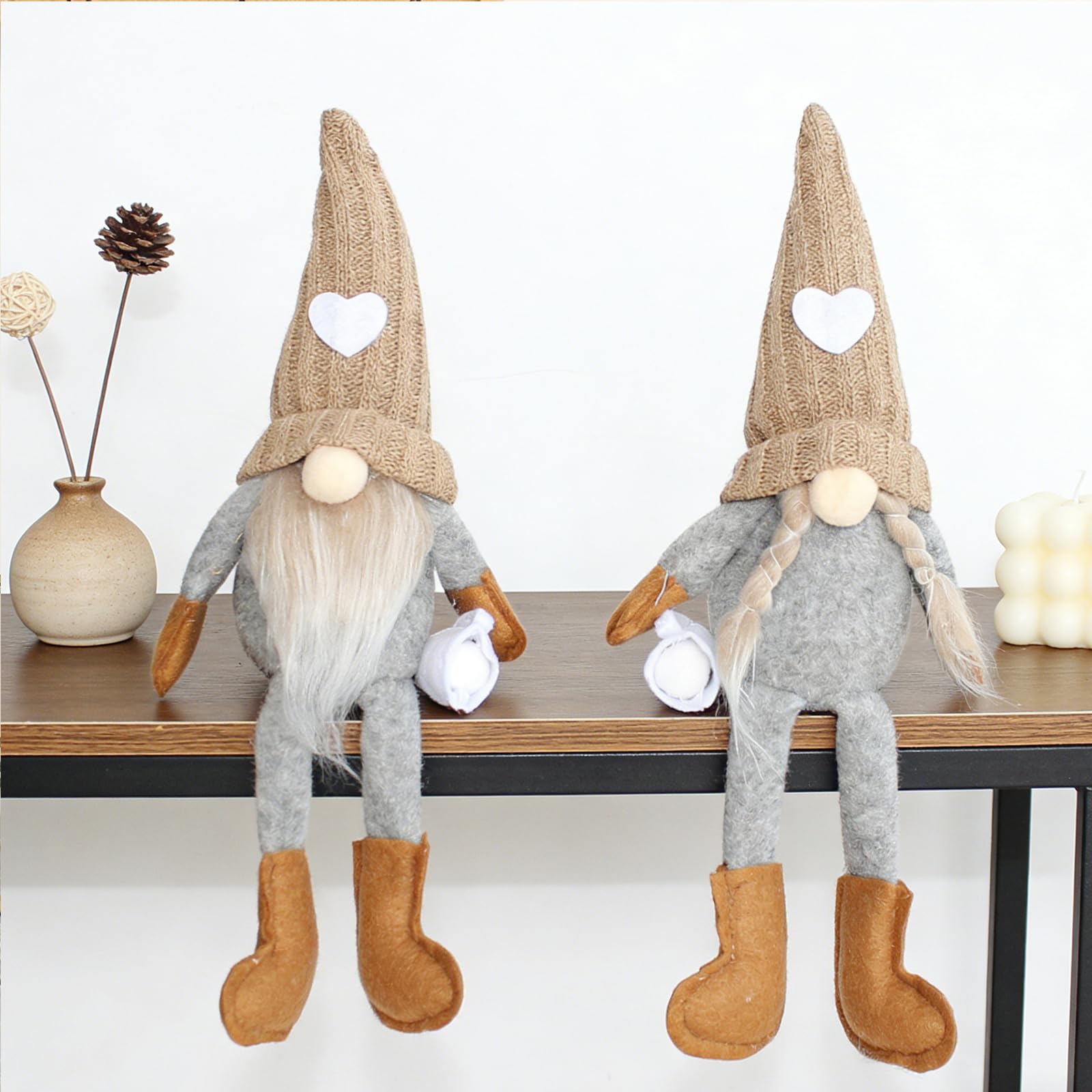Maritown 2Pcs Coffee Gonks Decor, Handmade Coffee Bar Gnomes Decor Farmhouse Swedish Tomte Gnome for Cafe Kitchen Home Office Decorations