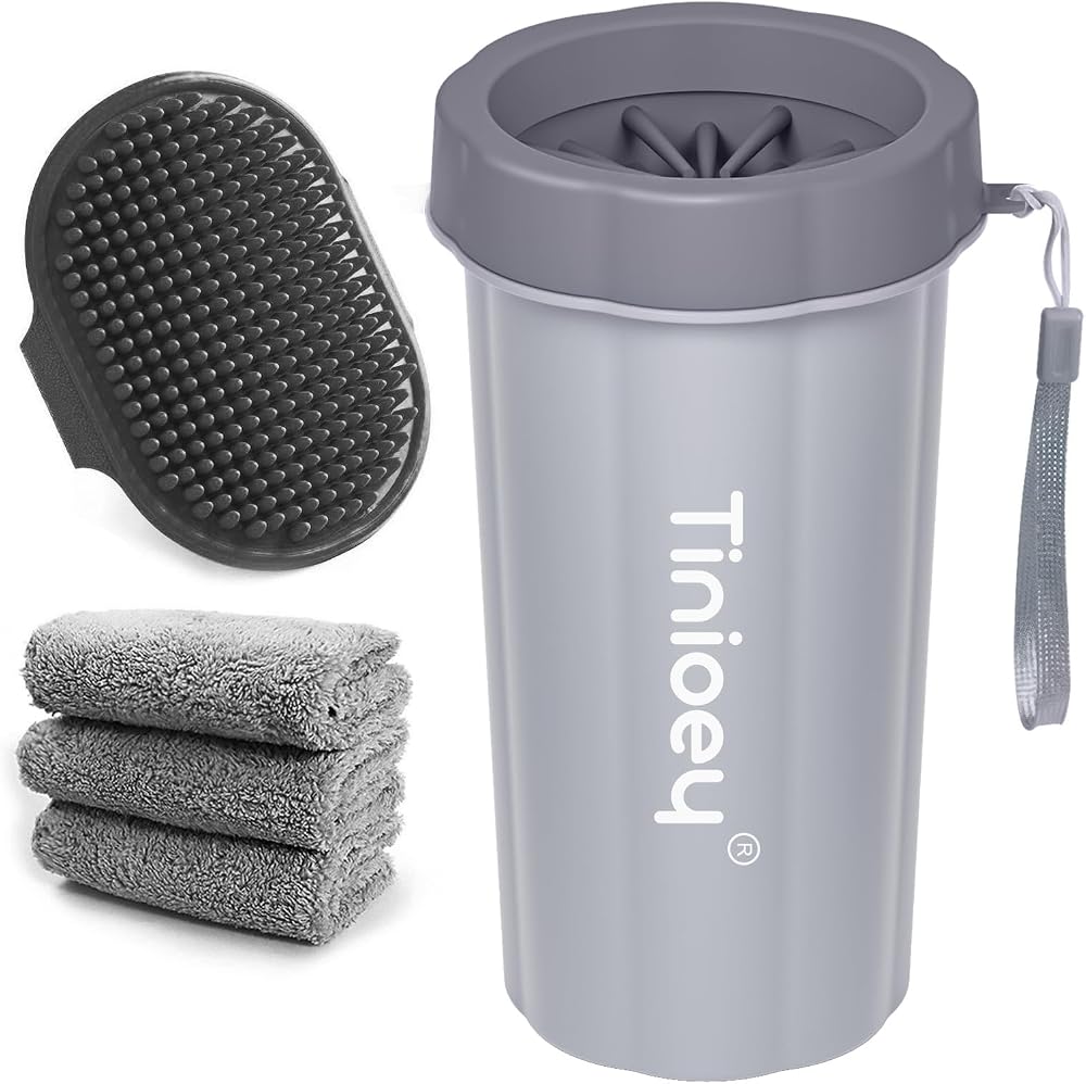 Tinioey Dog Paw Cleaner Large Breed with 3 Towels Muddy Paw Washer