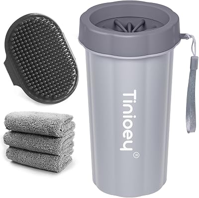 Tinioey Dog Paw Cleaner Large Breed with 3 Towels Muddy Paw Washer