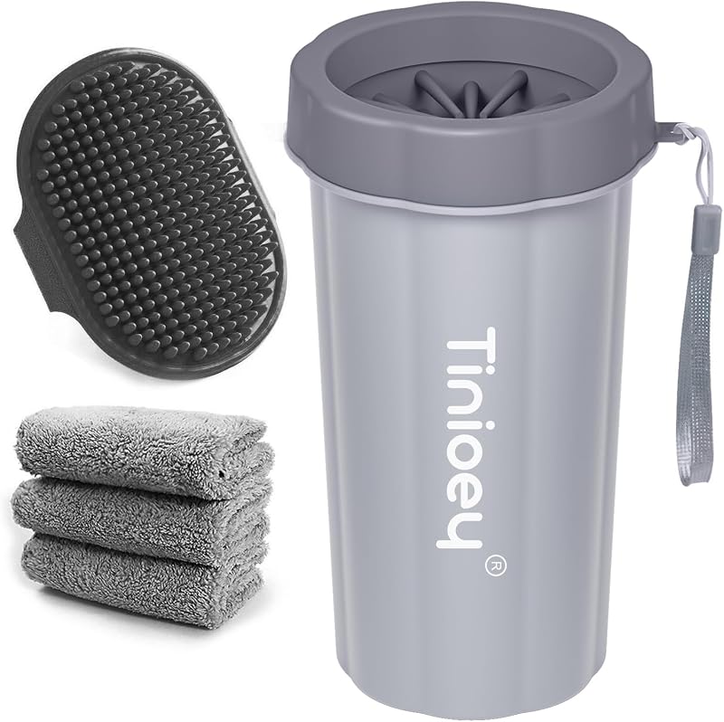 Tinioey Dog Paw Cleaner Large Breed with 3 Towels Muddy Paw Washer