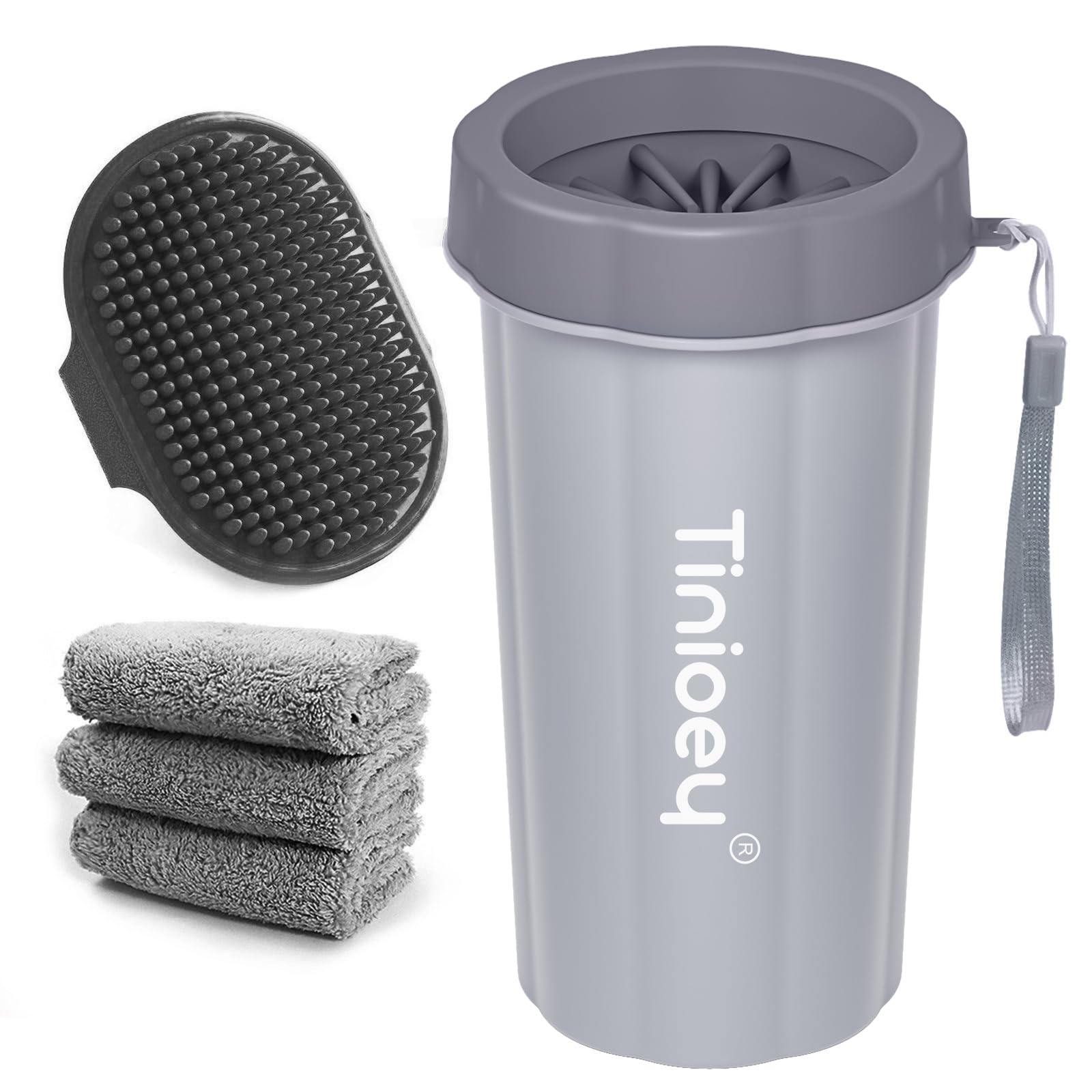 Tinioey Dog Paw Cleaner for Large Dogs (with 3 Absorbent Towels), Dog Paw Washer Muddy Paw Cleaner, Pet Foot Cleaner