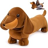 MorisMos Dachshund Stuffed Animal Plush 4ft, 43'' Long Weiner Dog Body Pillow for Kids Adults, USA Designed Realistic Plush Dachshund Toy Giant Stuffed Sausage Dog Toy Gift for Christmas Decor