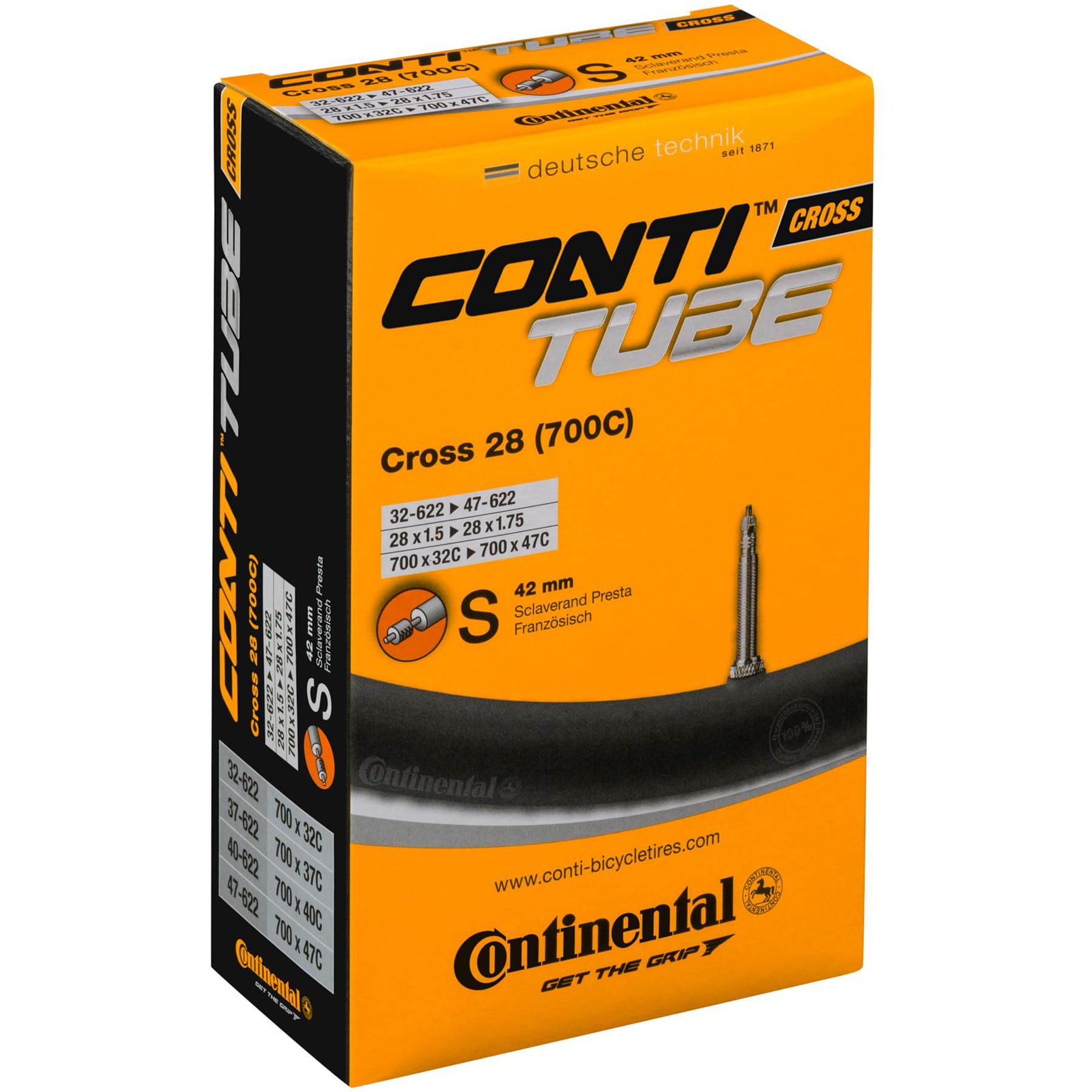 Continental Cross 28 Bicycle Inner Tube s42 Size:32-47-622