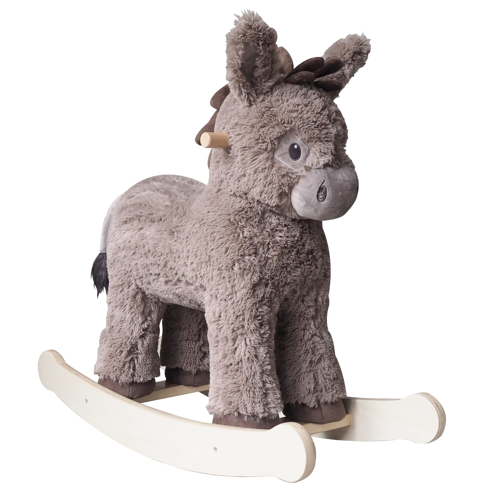 Little Bird Told Me - Norbert Donkey Rocking Toy for Toddler 12+ Months Unisex - Soft Plush Fabric, Solid Wooden Frame & Rockers, Scrunchy Ears & Tail - British Brand Since 2007