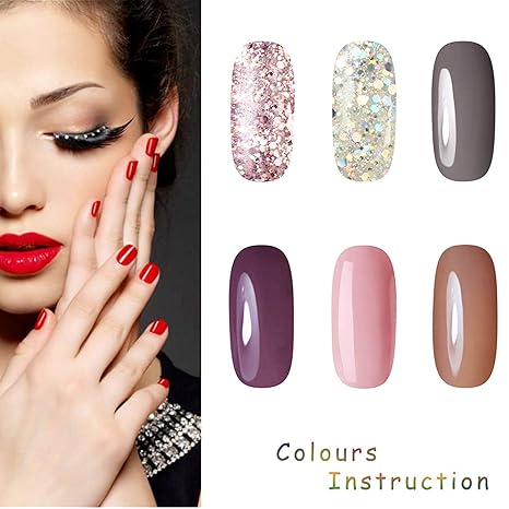 Amazon Com Vishine Gel Nail Polish Starter Kit 48w Led Lamp 6