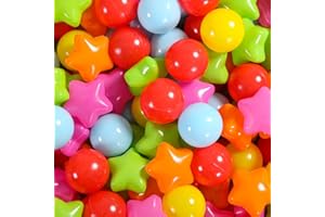 Heopeis Ball Pit Balls Pack of 100 - Star and Round Set BPA Free Phthalate Free Non-Toxic Crush Proof Play Balls Soft Plastic Balls for Toddlers Baby Kids Birthday Pool Tent Party