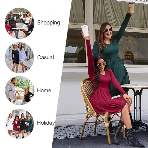 LONGYUAN Womens Long Sleeve T Shirt Dresses Casual Loose Fitting
