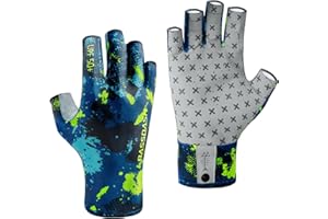 BASSDASH 3/4 Finger UPF 50+ Sun Gloves Breathable Anti-Slip Silicone Palm for Men Women Fishing Fingerless Cycling Running