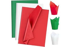 Simetufy Christmas Tissue Paper for Gift Bags, 30 Sheets 20 x 26 Inches Christmas Tissue Paper Sheets Bulk, Red Green and White for Gift Wrapping, Crafts, Birthday, Holiday Decor and DIY