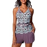 Summer Mae Modest Tankini Swimsuits for Women 2026 Two Piece Bathing Suits with Sporty Pockets Boy Shorts for Tummy Control