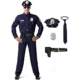 Spooktacular Creations Halloween Cop Costume Men, Blue Police Costume for Cop Adult Halloween Costume Cosplay Party