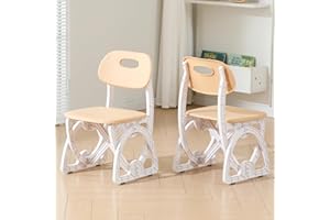 LUUYOUU Adjustable Kids Chair 3 Level Height Adjustable Kid Chair Sturdy Children's Chair for 2-10 Years Old Suitable for Family Home Classroom Kindergarten Indoor use with a Max Weight of 220LB(2PCS-Beige)