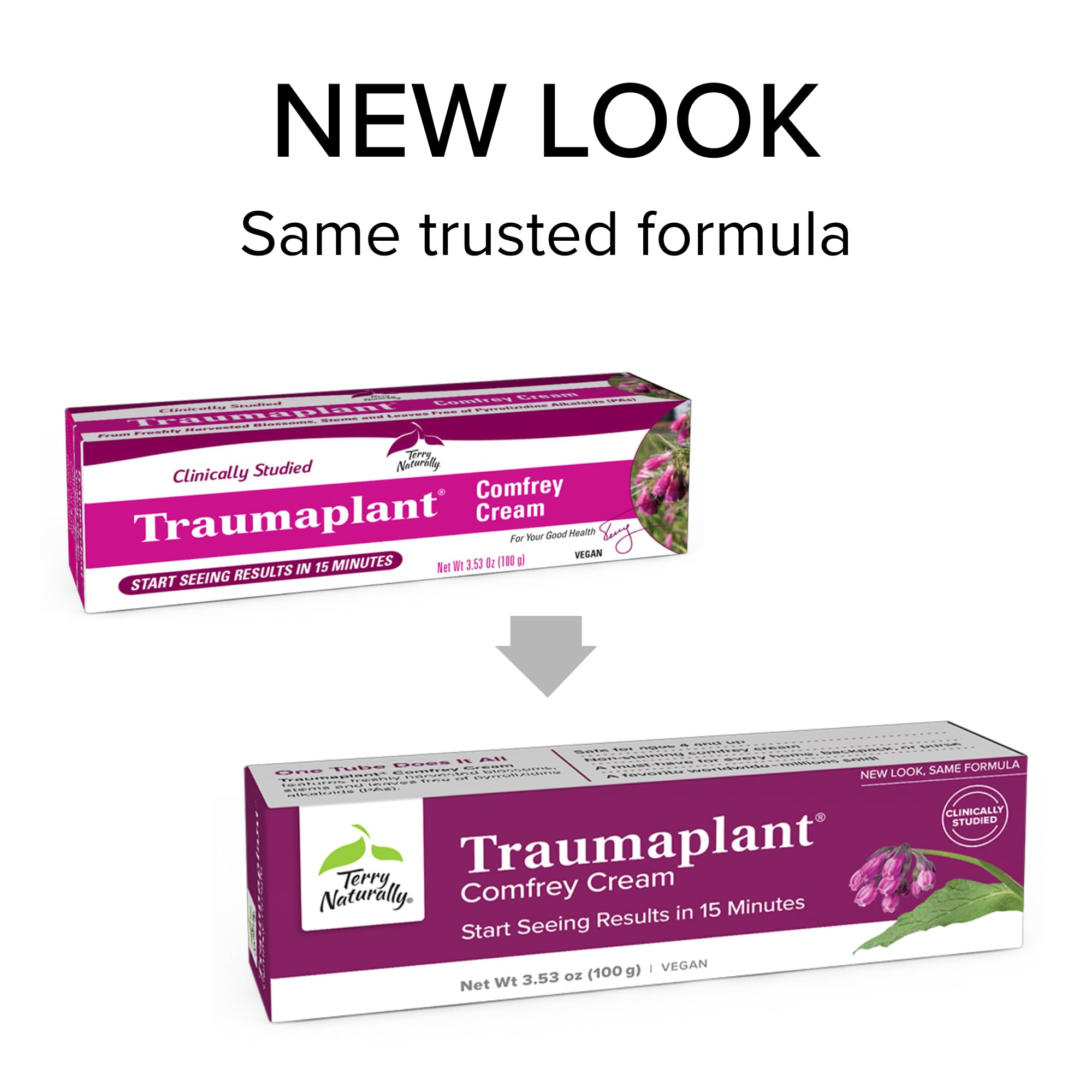 Terry Naturally Traumaplant Comfrey Cream - Cream with Herbs -Travel Size Ointment - 3.53 oz