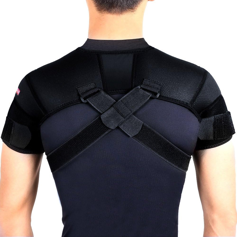 Kuangmi Double Shoulder Support Brace Strap Wrap Neoprene Protector (XX-Large): Health & Personal Care