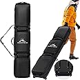 Double Rolling Ski Bag Padded Waterproof Snowboard Bag with Wheels for Air Travel Wheeled Ski Bag for Snowboard or Skis Accommodates Ski Boot