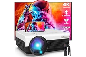 Crumisy Mini Projector with WiFi and Bluetooth, Native 1080P Outdoor Movie Projector with Tripod, 400ANSI 4K Decode 50%-100 Zoom 300 inch Cast Phone Mirror for TV Stick/HDMI/AV/VGA/PS5