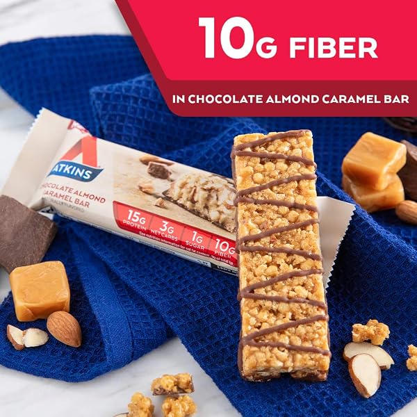 ATKINS CHOCOLATE ALMOND CARAMEL BAR, KETO-FRIENDLY, GLUTEN FREE WITH REAL ALMOND BUTTER, 5 COUNT (PACK OF 1)