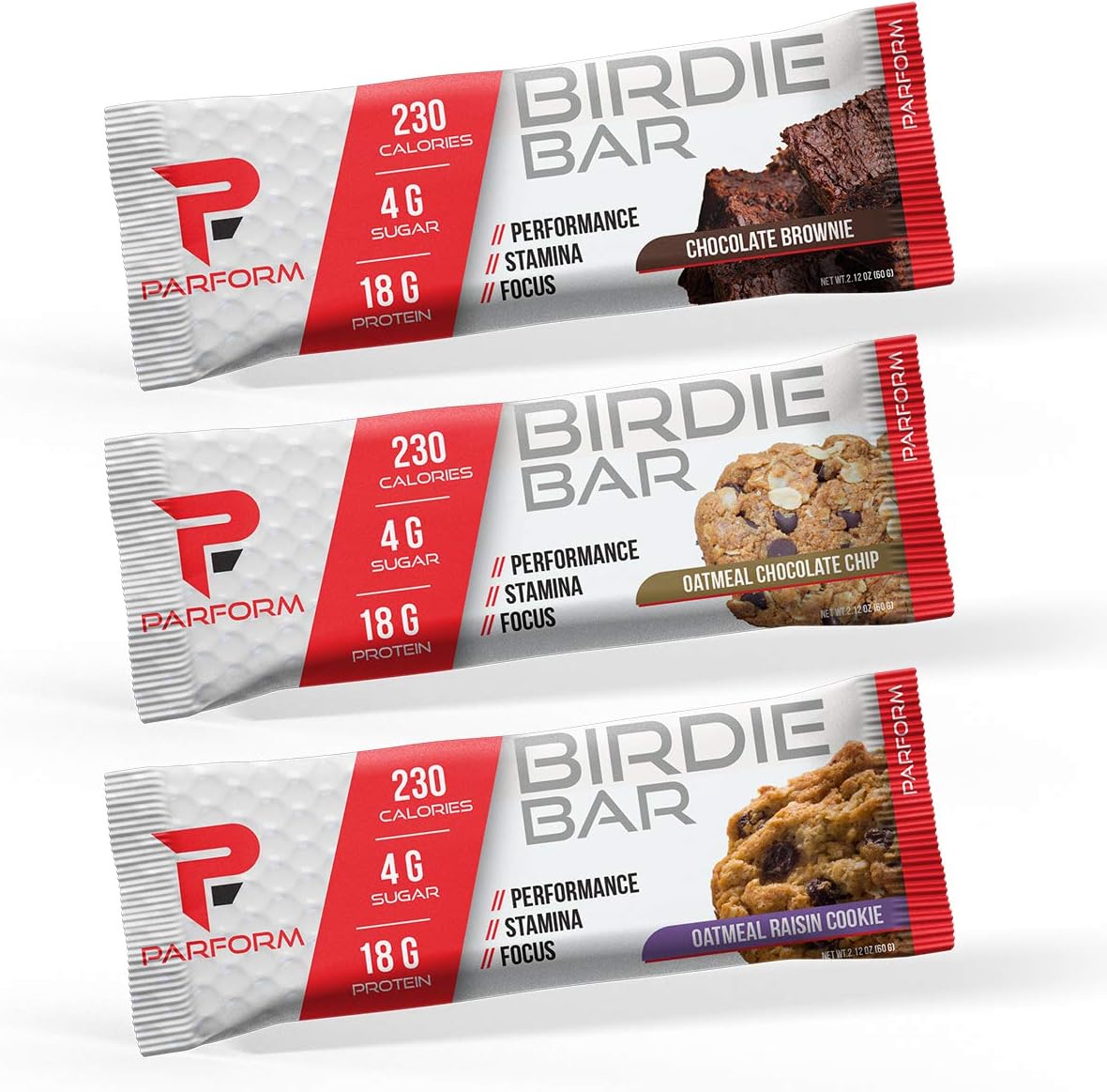 Parform Birdie Bar | High Protein Bar | All-In-One Performance Nutrition Bar | 230 Calories, 4g of Sugar & 18g of Protein | (12 Bars, Variety Pack)