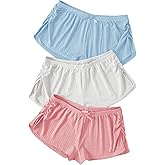 GORGLITTER Women's 3 Piece Sleep Pajama Shorts Micro Mini Low Waist Side Slit Cute Comfy Sleeping Pj Shorts