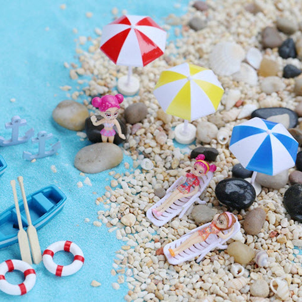 Paraguas de Sol Sombrilla Miniatura Decoración para Playa Bonsai Casa