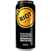 RIOT Clean Energy Drink, Mango, Organic, No Sugar Added, Made with Real Fruit, 100mg L-Theanine, 16 fl oz