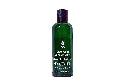 Spa Ceylon Luxury Ayurveda Spa Ceylon Luxury Ayurveda Aloe Vera Pandanus Massage Bath Oil, 1.7 Inch X 1.1 Inch X 5.5 Inch, 150 ml