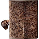 Butterfly Handmade Vintage Leather Journal Flower Embossed Office Notebook Handbook Writing Journal Diary Sketchbook Travel Journal for Men and Women Butterfly Gifts For Mom 5 x 7 inches