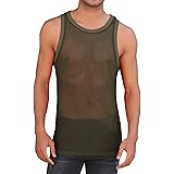 TURETRENDY Men's Mesh Tank Top Fishnet Fitted Sleeveless Muscle Round Neck Top