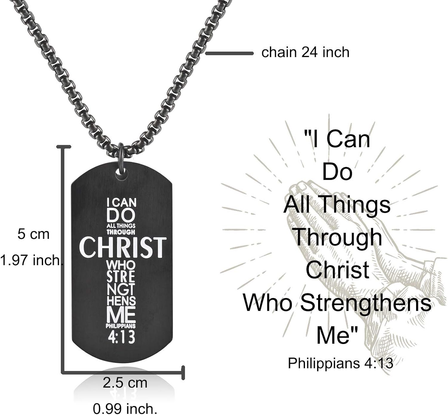 VI.SPORT Men's Sport Football Dog Tag Football Player Number 11 Necklace Football Pendant To Grandson Inspiring Philippians 4:13 I Can Do All Things (Black): Clothing