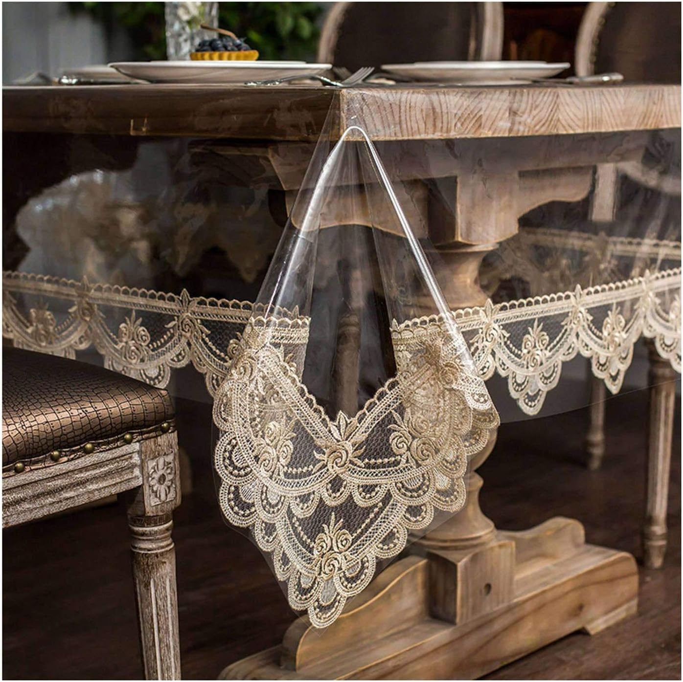 JLWM Tablecloth PVC Transparent Clear, Table Cloth Cover Waterproof Oil