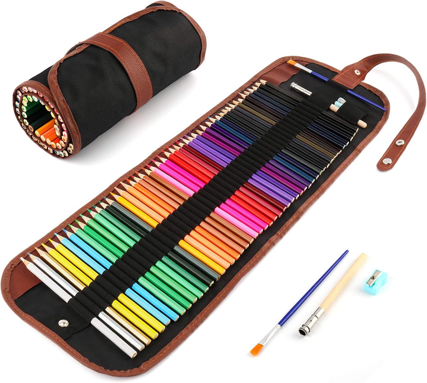 TYGJ WMH 48-color Colored Watercolor Pencils/Drawing Pencils/Sketch with Paint Brush and Sharpener (Included Pencil Bags) (48-color)
