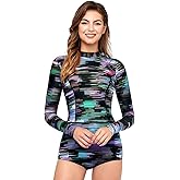 AXESEA Womens Rash Guard UPF 50+ Long Sleeve Swim Shirt One Piece Bathing Suit Swimsuit