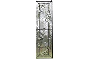 TMI ART PANEL 10" x 36" Stunning Handcrafted Hanging All Clear Stained Glass Beveled Window Panel