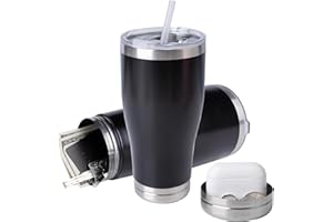 BarGifts 20oz Hidden Safe Water Bottle, Stainless Steel Secret Bottle with Hidden Compartment, Keeps Your Valuables Safe Like Money, Keys, and Jewelry - Black