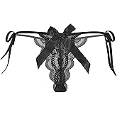 Avidlove Womens Lace Panties T Back Underwear Sexy G-string Thong V-Shape Floral Lace Tangas With Bow And Pearl