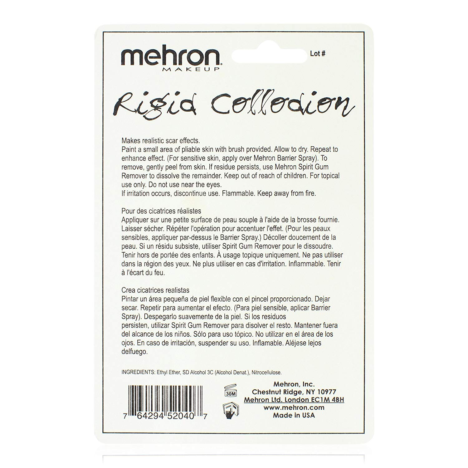 Mehron Makeup Rigid Collodion with Brush for Special Effects, Halloween, Movies (.125 oz) : Costume Accessories : Beauty