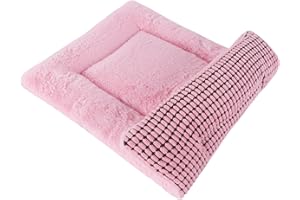 Vetasac Reversible Dog Bed Mat with Plush and Corn Velvet,Soft Warm Pet Cushion, Dual Purpose Washable Sleeping Mattress Bed for Small Medium Large Dog and Cat XB004 (18 * 13", Pink)