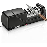 Leifod Electric Knife Sharpener for Kitchen, 3-Stage System with 15&deg; Guide | Professional Automatic Quickly Sharpening/Polishing System with 100% Diamond Abrasives,for Straight Edge Knives,Non-Slip Base