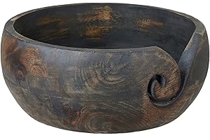 Eximious India Gift for Crochet Lovers Wooden Yarn Bowl Knitting Bowl Large Crochet Yarn Holder Handmade Crocheting Accessories and Supplies Organizer 7 x 3 (Gray) for Women