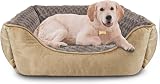 JOEJOY Dog Bed Washable Large Calming Plush Beige Rectangle