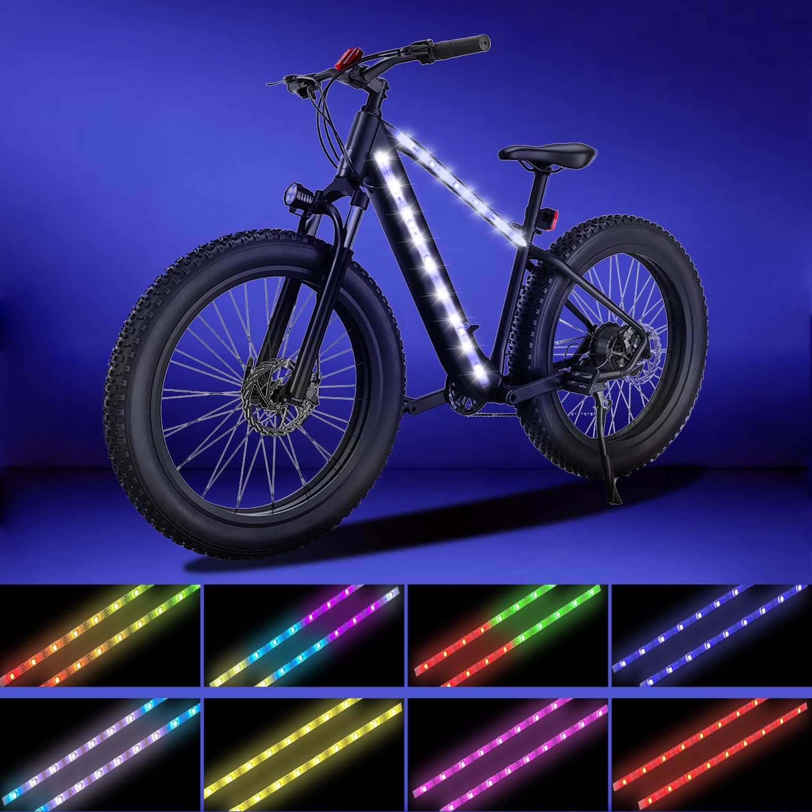 2 Strips Bike Lights,Waterproof,with 10 Flashing Modes,Easy Install,Bike Accessories for Kids Outdoor Night Riding Safety