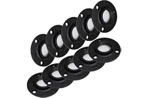 Antirust Black Painted Floor Flange, Home TZH Malleable iron Pipe Fittings for Industrial vintage style, Flanges with Threaded Hole for DIY Project/Furniture/Shelving Decoration (10, 3/4")