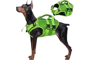 Kuoser Dog Life Jacket High Flotation, Reflective Dog Life Vest for Swimming Boating, Adjustable Small Medium Large Dog lifejacket, Lightweight Dog Life Preserver Rescue Handle Spring Summer Pool