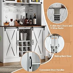 4ever2buy Farmhouse Coffee Bar Cabinet with Sliding