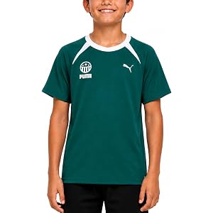 PUMA Boys Soccer Jersey Performance Short Sleeve Soccer Jersey Active Tee | Breathable Moisture Wicking Fabric, Lightweight A