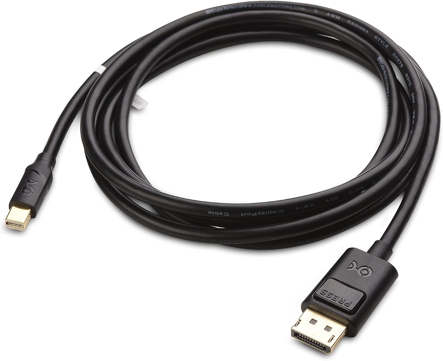 Cable Matters 4K Mini DisplayPort to DisplayPort Cable (DisplayPort to Mini DisplayPort) in Black 1.8m, 4K 60Hz - Image 3