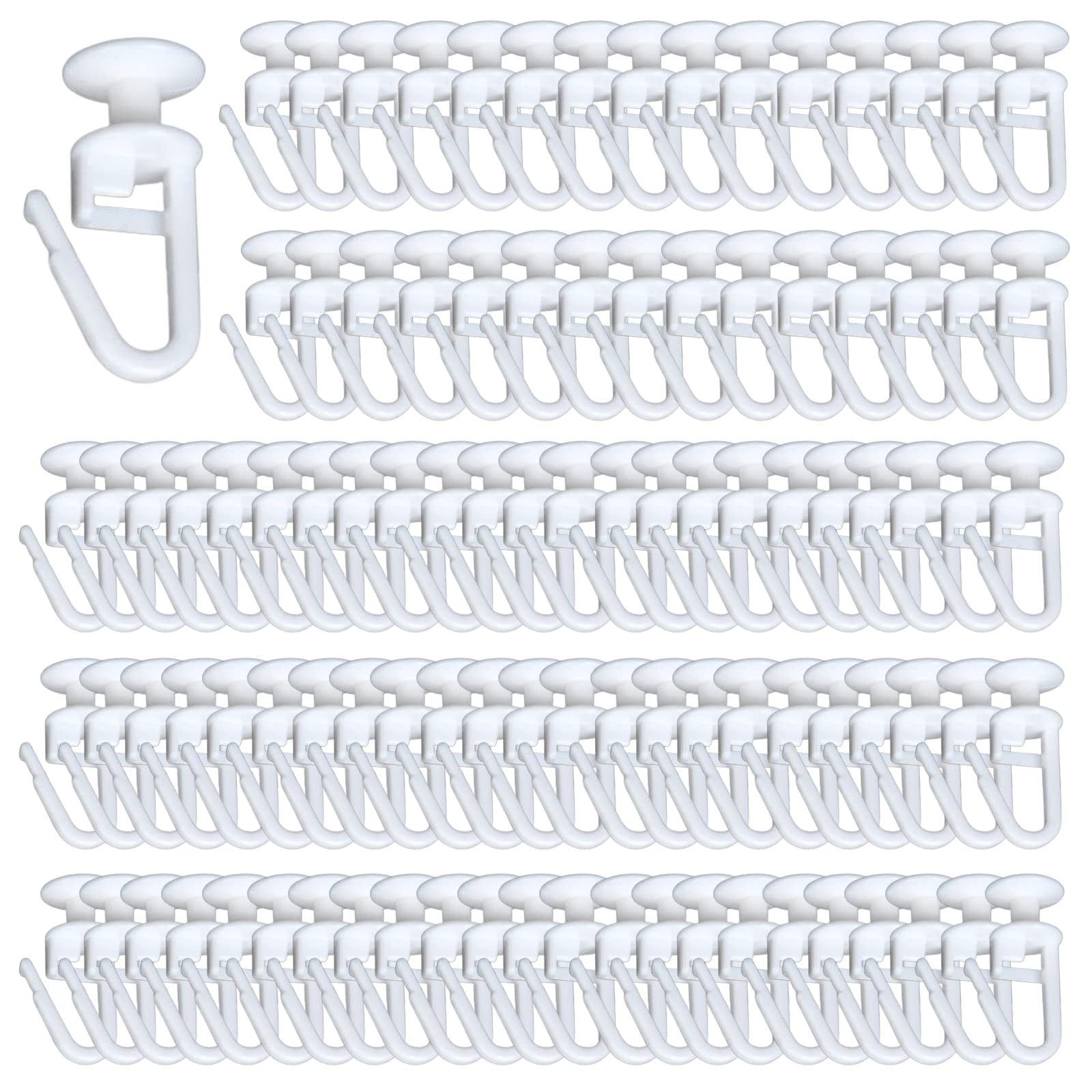 XCVCVB 100 x Plastic Curtain Rail Sliders for Long Curtain Rails with Inner Diameter of 11 mm (White)