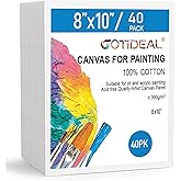 GOTIDEAL Bulk Canvas Boards for Painting, 8x10 inch Value Pack of 40, Gesso Primed Canvases for Painting - 100% Cotton Art Supplies Canvas for Acrylic Paint, Pouring, Oil Paint
