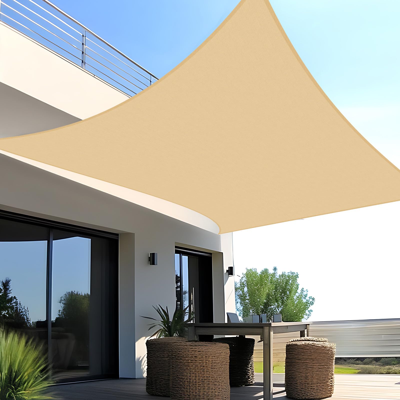 SUNNY GUARD Sun Shade Sail Rectangle 2x4m Waterproof UV Block for Garden Outdoor Patio - Sand